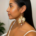 Amber Bloom Pearl Hooks