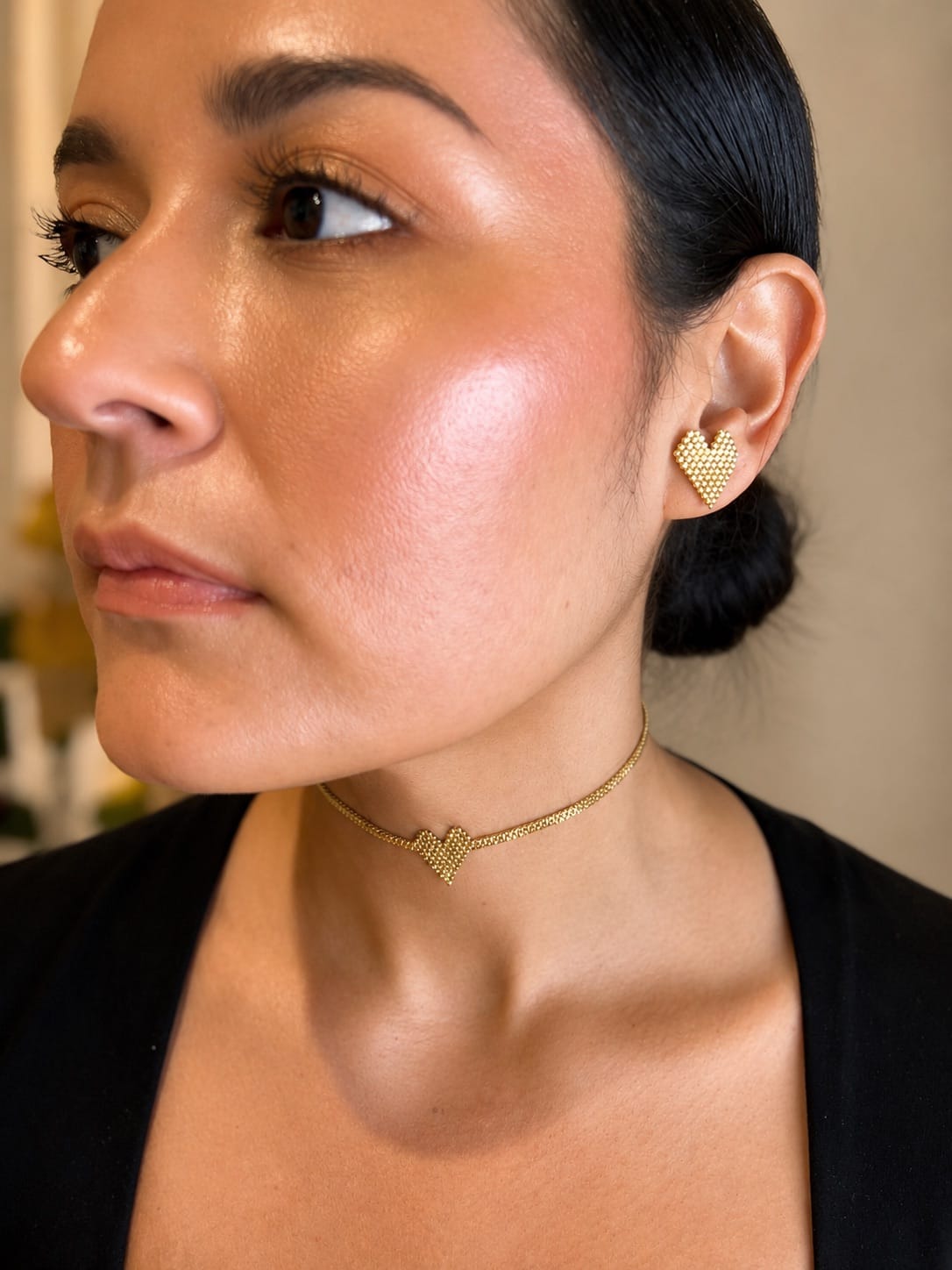Gold Heart Miyuki Studs