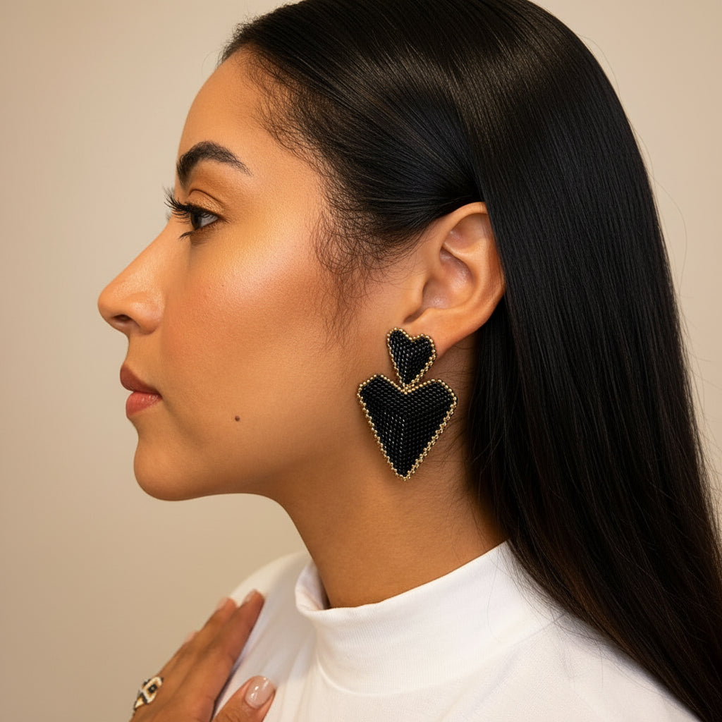 Black Heart Earrings
