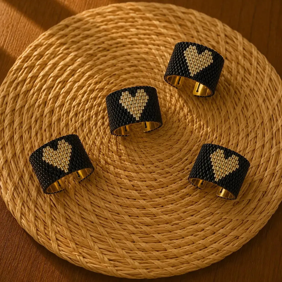 Heritage Miyuki Ring | Gold & Red Heart