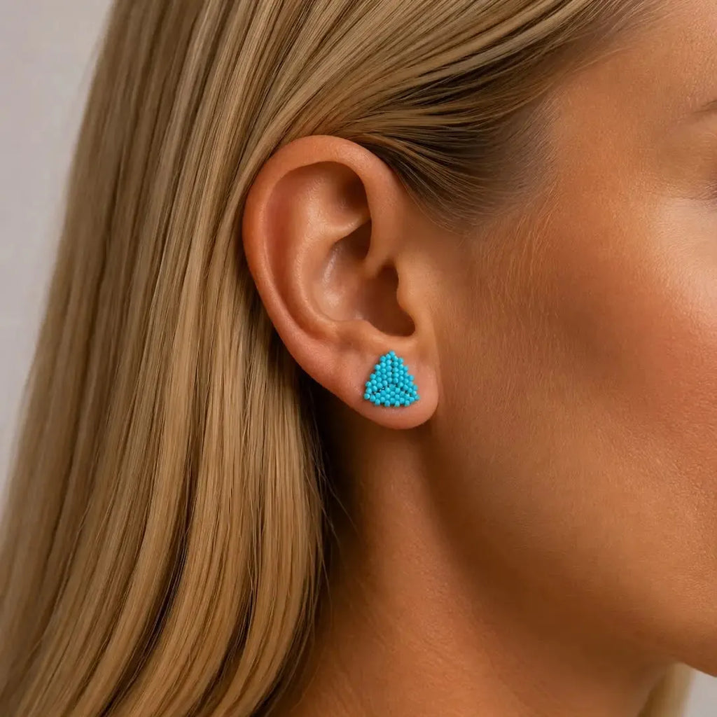 Turquoise Triangle Miyuki Studs