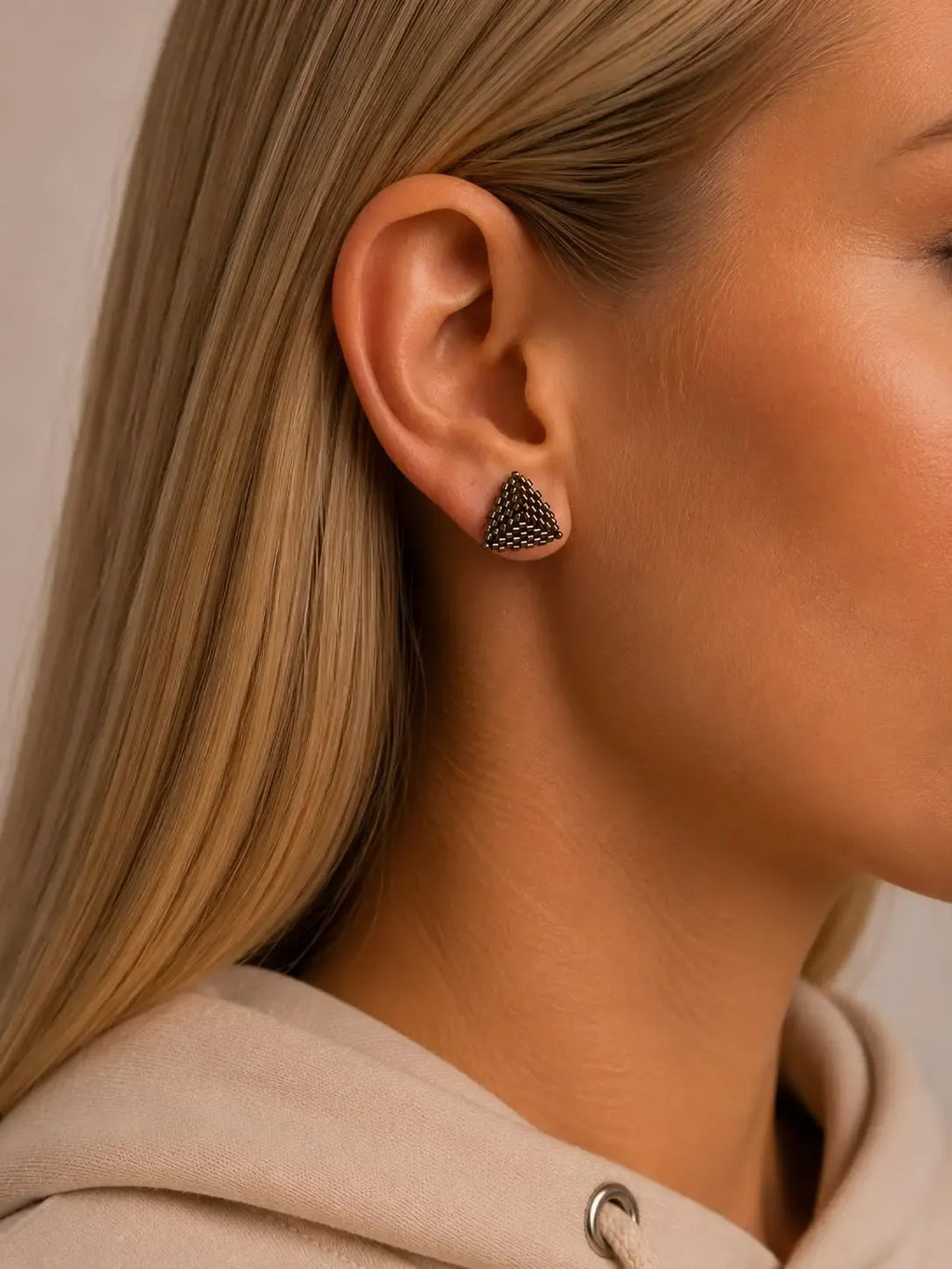 Bronze Triangle Miyuki Studs
