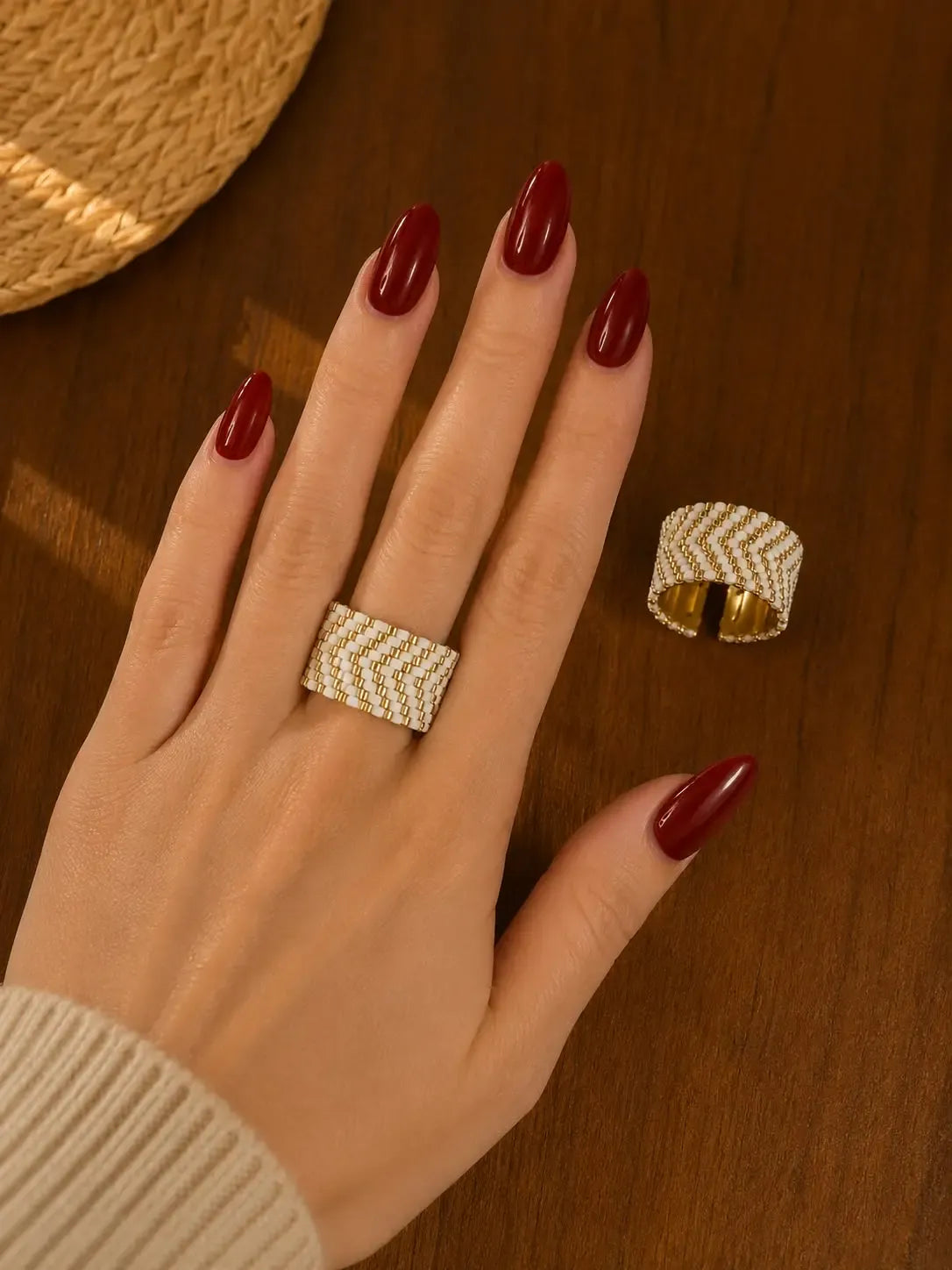 Heritage Miyuki Ring | Gold & Red Heart