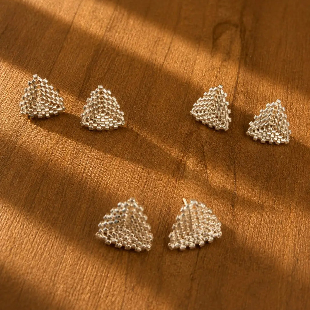Silver Triangle Miyuki Studs