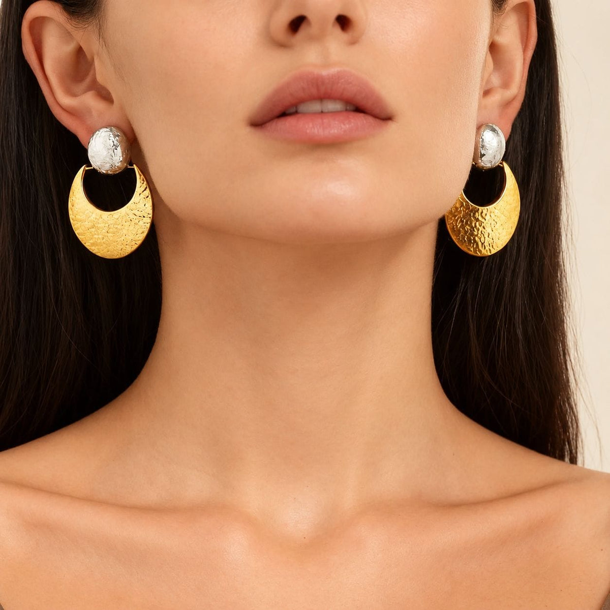 Alba Mixed Metal Crescent Earrings