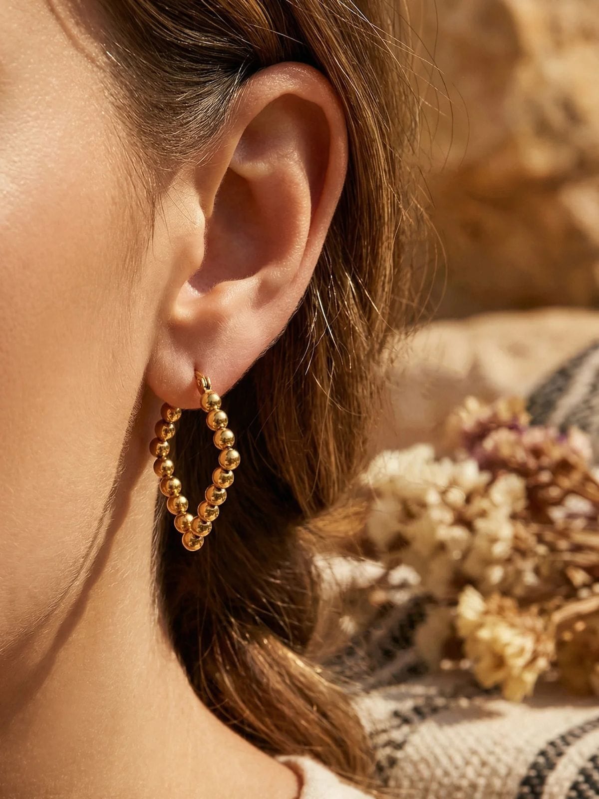 Beaded Drop Hoops