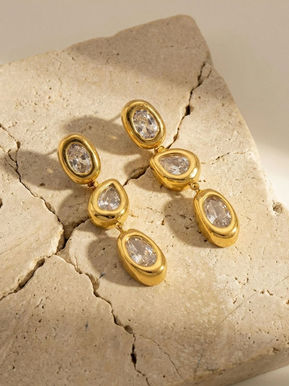 Trio Zircon Drop Earrings