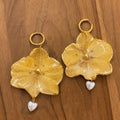 Amber Bloom Pearl Hoops