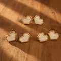 Ivory Heart Gold Miyuki Studs