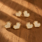 Ivory Heart Gold Miyuki Studs